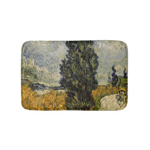 Tapis De Bain Route de Vincent van Gogh avec des cyprès, 1890