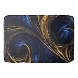 Tapis De Bain Royal Blue Gold Abstrait Swirl