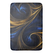 Tapis De Bain Royal Blue Gold Abstrait Swirl (devant Vertical)