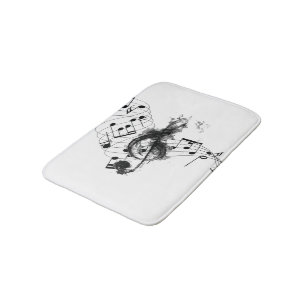 Tapis De Bain Royal Music Note effet fumée noire et blanche