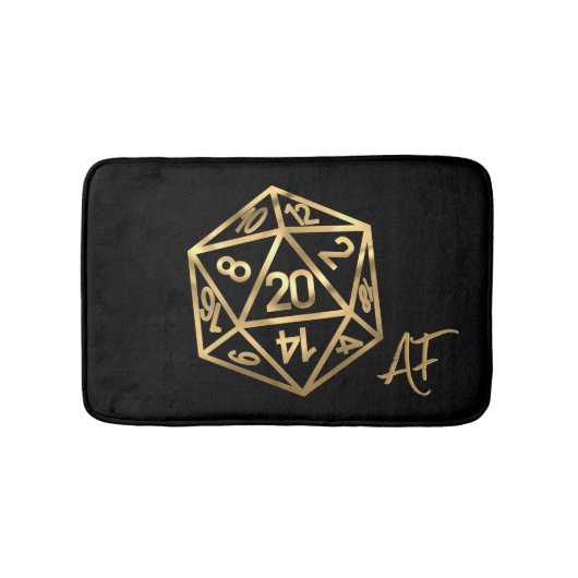 Tapis De Bain RPG Crit AF | Pipe Imaginaire Or PnP Jeu Dice (Devant)