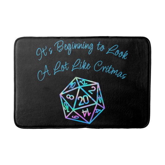 Tapis De Bain RPG Critmas | Holo Retro Tabletop Role Player Dice (Devant)