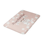Tapis De Bain Ruban blanc blanc cassé rose pastel et lapin jumea (Angle)