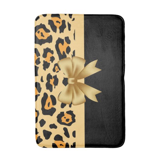 Tapis De Bain Ruban et Empreinte de léopard (Devant (Vertical))