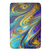 Tapis De Bain Rubans couleur or Abstrait bleu violet  (devant Vertical)