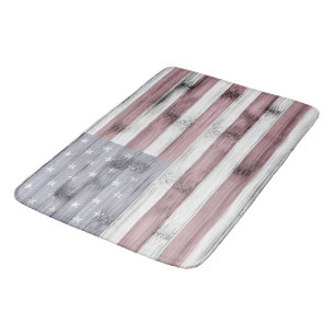 Tapis De Bain Russe Rouge Blanc Bleu Bois américain drapeau Amér