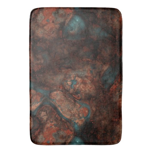 Tapis De Bain Rust et Pierre Turquoise Abstrait (devant Vertical)