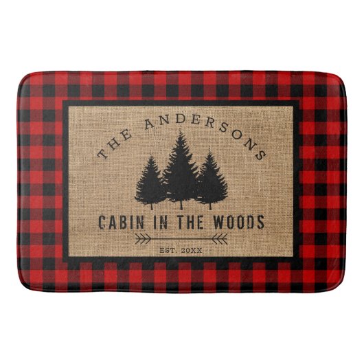 Tapis De Bain Rustic Country Family Nom Cabin dans les Woods (Devant)