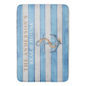 Tapis De Bain Rustic Family Beach House Stripes Nautiques (devant Vertical)