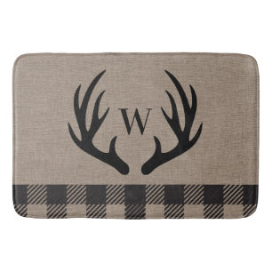 Tapis De Bain Rustique Cabine Lodge Antlers Monogramme Mat de ba