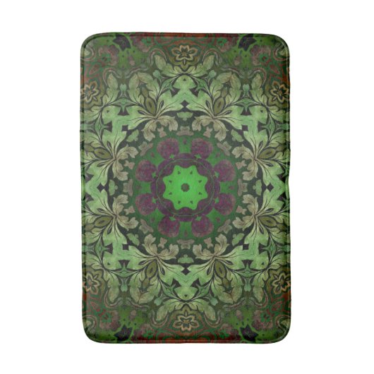 Tapis De Bain Rustique Steampunk Bohème forêt vert mandala (Devant (Vertical))