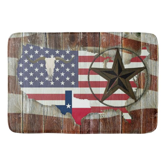Tapis De Bain Rustique Texas Lone Star Texas Long Horn (Devant)