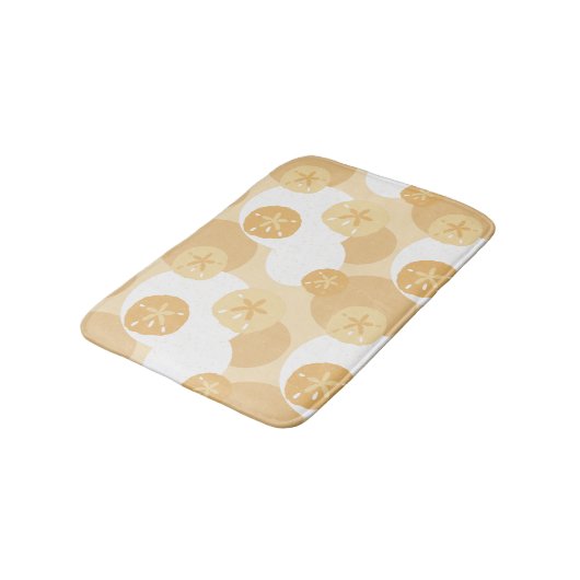 Tapis De Bain Sable Dollar Côtier Imprimer Beige Blanc Motif (Angle)