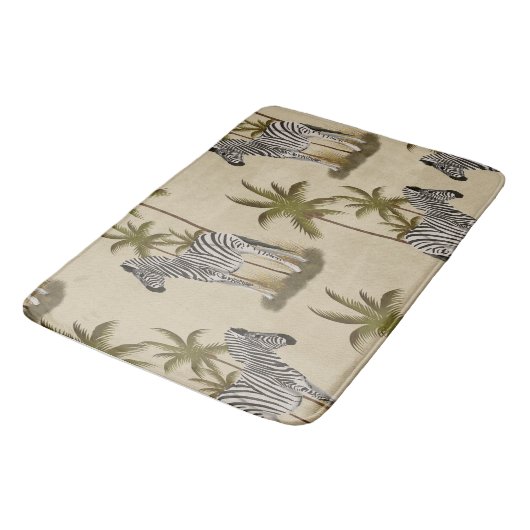 Tapis De Bain Safari Style Zèbres & Palmiers (Angle)