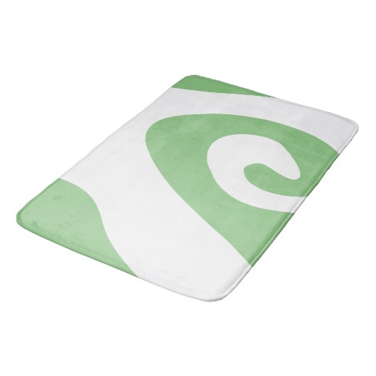 Tapis De Bain Sage et vague en spirale blanche (Angle)