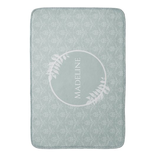 Tapis De Bain Sage Green Élégant Damas Personnalisé Bain Mat (devant Vertical)