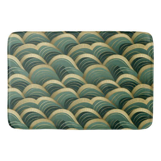 Tapis De Bain Sage Green et Gold Arches Vagues (Devant)