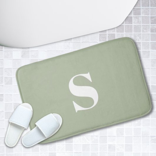 Tapis De Bain Sage Green Personnalisé Monogramme Mat de bain