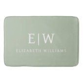 Tapis De Bain Sage Green Professionnel Simple Monogramme Minimal (Devant)