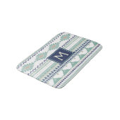 Tapis De Bain Sage & Navy Blue Monogram Motif amérindien (Angle)