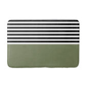 Tapis De Bain Sage vert avec bandes noires et blanches (Devant)