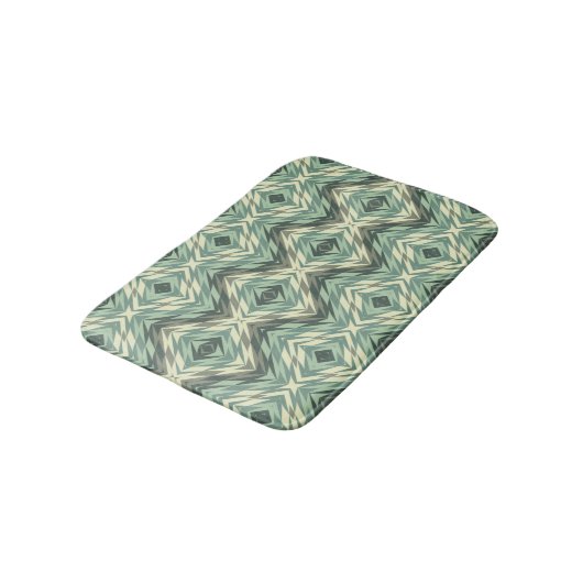 Tapis De Bain Sage Vert Beige Gris Brown Ethnic Look Art (Angle)