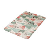 Tapis De Bain Sage Vert clair pin rose cônes toits et arbres (Angle)
