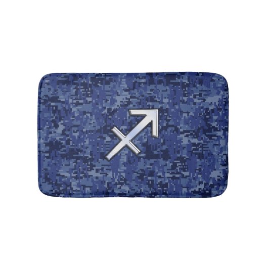 Tapis De Bain Sagittarius Zodiac Sign on Navy Camouflage numériq (Devant)