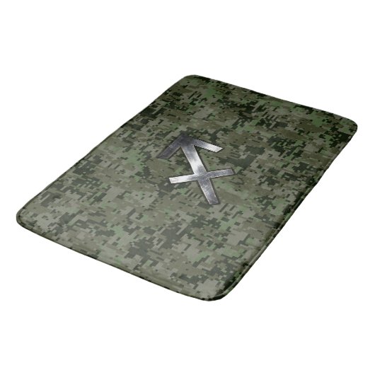 Tapis De Bain Sagittarius Zodiac Sign on Woodland Camouflage (Angle)