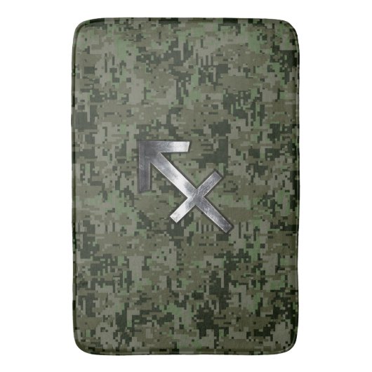 Tapis De Bain Sagittarius Zodiac Sign on Woodland Camouflage (devant Vertical)