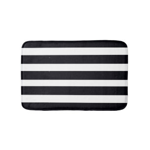 Tapis De Bain Salle de bain moderne Classic Noir et Blanc rayé