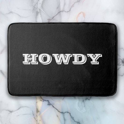 Tapis De Bain Salut ou nom "Howdy", Noir