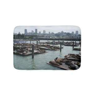 Tapis De Bain San Francisco et Pier 39 Sea Lions City Skyline