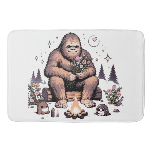 Tapis De Bain Sasquatch tenant des fleurs (Devant)
