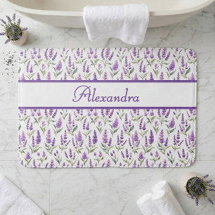 Tapis De Bain Sauge violette lavande verte Nom personnalisé