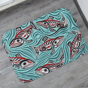 Tapis De Bain Saumon Haida Art Spirit Pacific Northwest Native