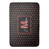 Tapis De Bain Saumon noir moderne et tendance Monogramme pointil (devant Vertical)