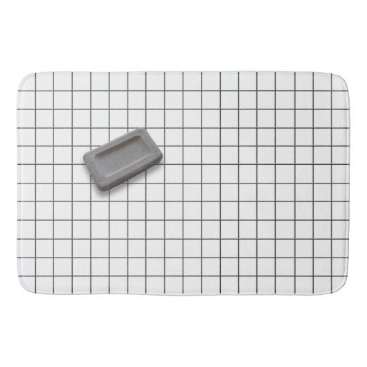 Tapis De Bain Savon Bar Greige sur un carrelage blanc (Devant)