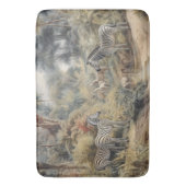 Tapis De Bain Scène botanique de zèbres dans une oasis (devant Vertical)