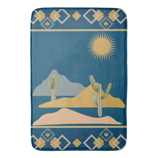Tapis De Bain Scène de Cactus du désert et ajustement géométriqu (devant Vertical)