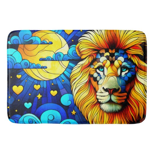 Tapis De Bain Scène de Lune Lion Radiant (Devant)