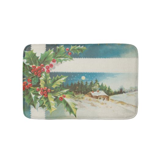 Tapis De Bain Scène de Noël Hiver de neige blanche (Devant)