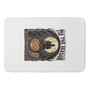 Tapis De Bain Scène de saison vintage citrouille chat Halloween