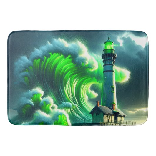 Tapis De Bain Scène de vague de phare électrique (Devant)