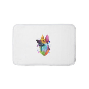 Tapis De Bain Schéma de peinture à l'aquarelle arc-en-ciel allem