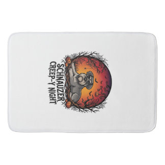 Tapis De Bain Schnauzer Rampaud Nuit Halloween Citrouilles Chauv