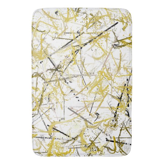 Tapis De Bain Scribbles Abstraits - moutarde et Brown (devant Vertical)