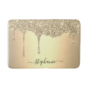 Tapis De Bain Script Custom Name Gold Parties scintillant Drives