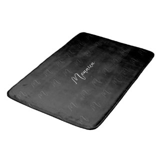 Tapis De Bain Script de monogramme élégant noir