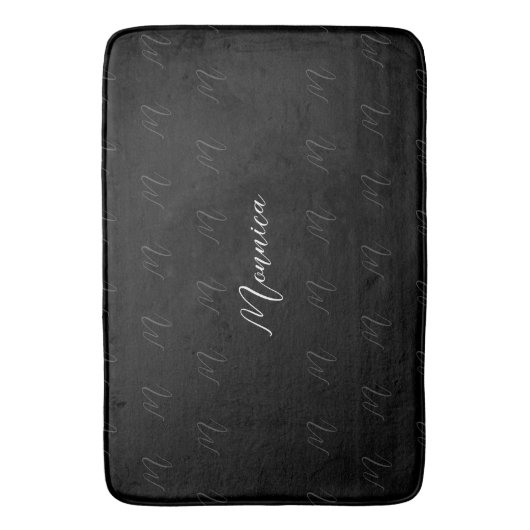 Tapis De Bain Script de monogramme élégant noir (devant Vertical)